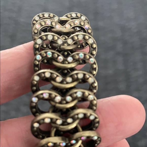 Vintage Bronze Tone Bracelet with Iridescent Stones - Picture 8 of 9